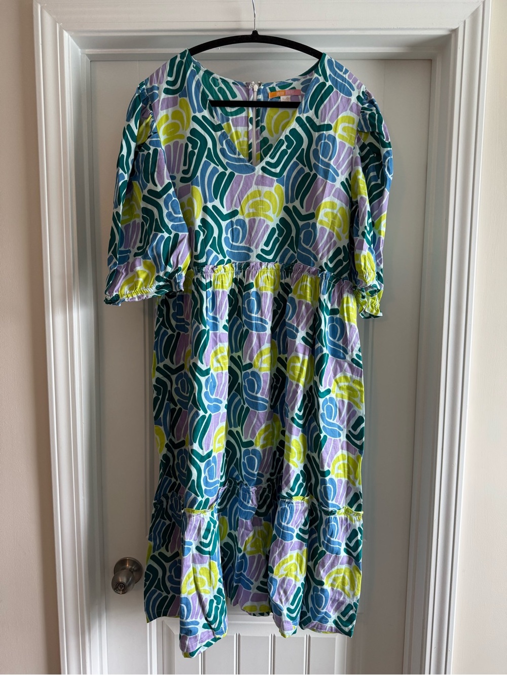 Briton Court abstract print tiered dress, size L
